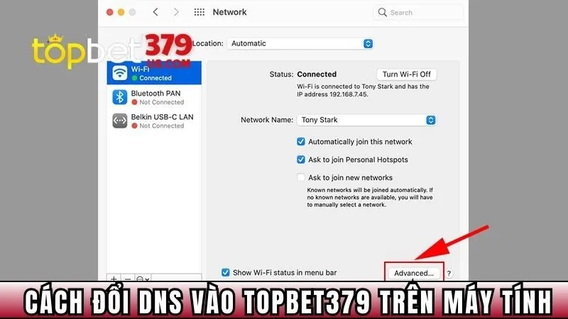 Hướng dẫn cách đổi dns vào TopBet379 trên máy tính